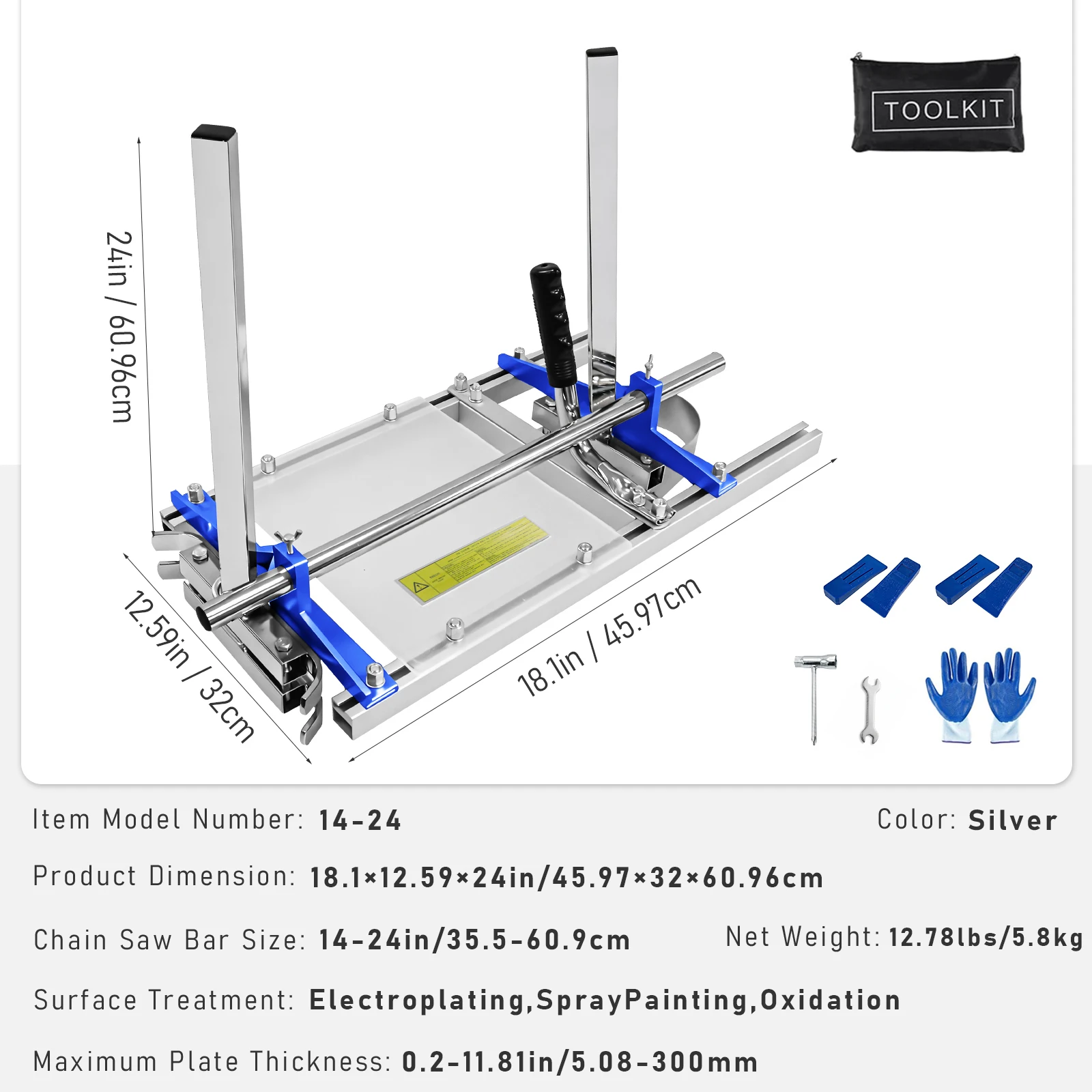 SIHAO Chainsaw Mill Sawmill 14"-36" Blade Adjustable 0.2"-11.81" Cutting Thickness High Branches Trimming Lumber Planking
SIHAO Chainsaw Mill Sawmill 14"-36" Blade Adjustable 0.2"-11.81" Cutting Thickness High Branches Trimming Lumber Planking
