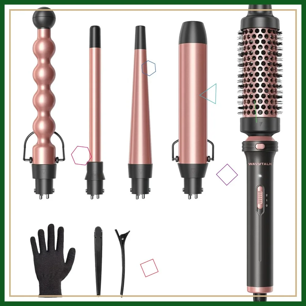 5 in 1 Curling Wand Set, Multi Curl, Interchangeable Ceramic Barrels 0.5"-1.25", Instant Heat
5 in 1 Curling Wand Set, Multi Curl, Interchangeable Ceramic Barrels 0.5"-1.25", Instant Heat
