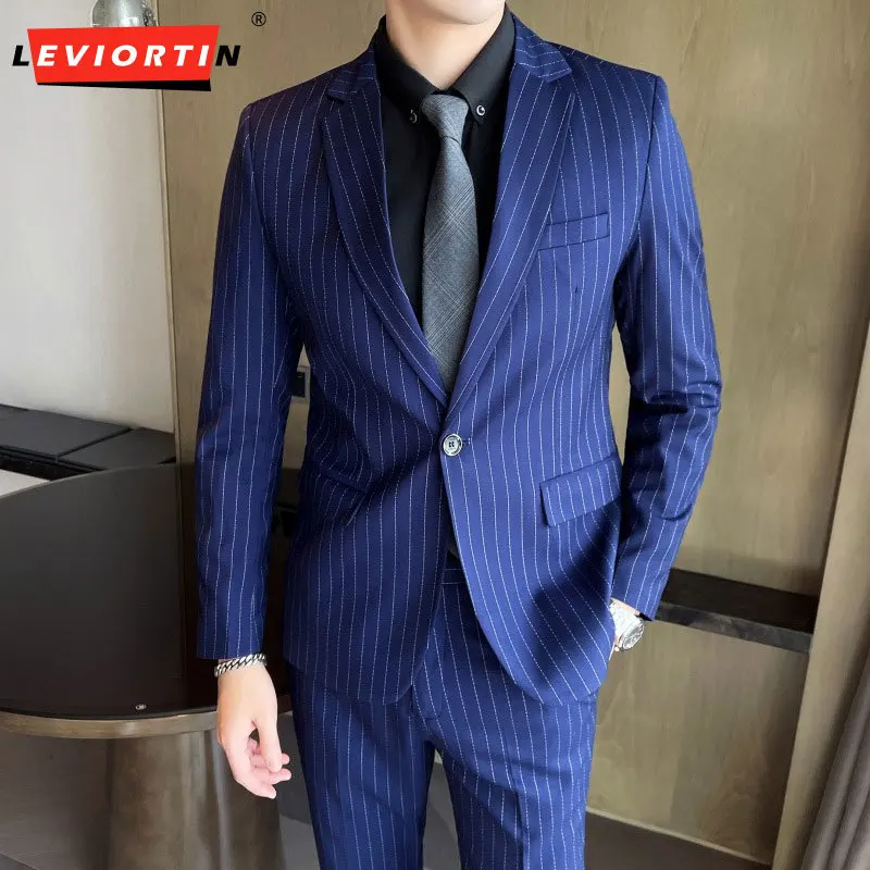 Spring and Autumn Men's Pinstripe Set 2-piece Slim Fit Casual Tuxedo Men's Single Button Jacket Suit Pants Business Wedding
Spring and Autumn Men's Pinstripe Set 2-piece Slim Fit Casual Tuxedo Men's Single Button Jacket Suit Pants Business Wedding