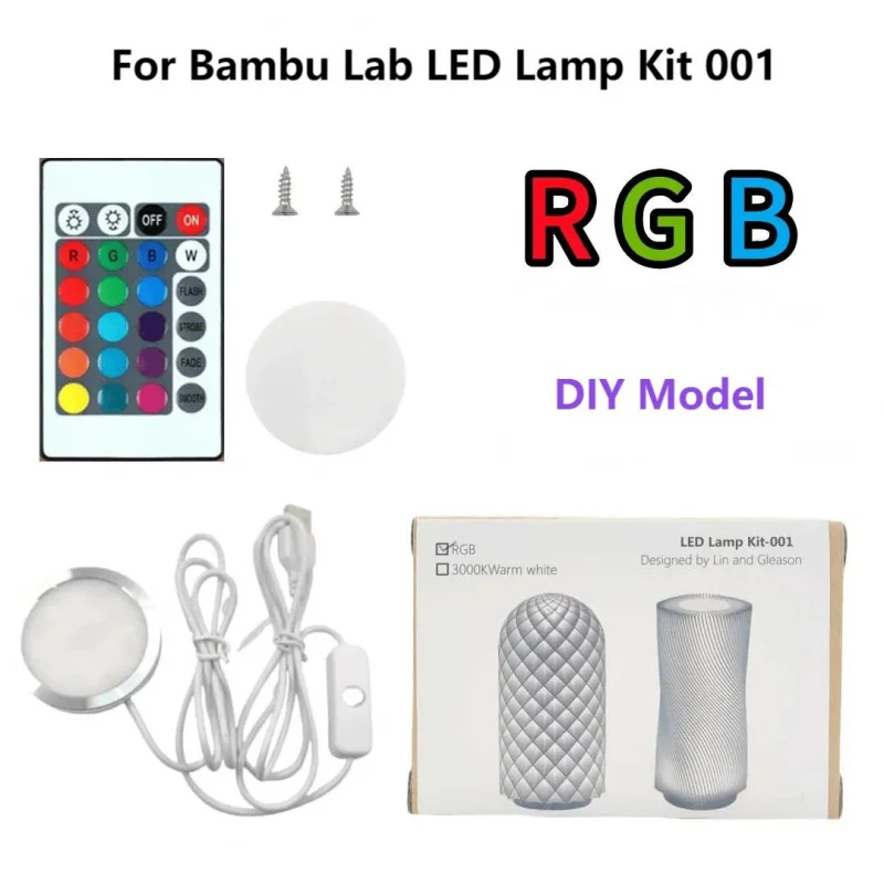 For Bambu Lab Led Lamp Kit 001 DIY Model Hardware Bamboo LED Light Warm White/Multicoour Without Lamp Shell 3D Printer Parts