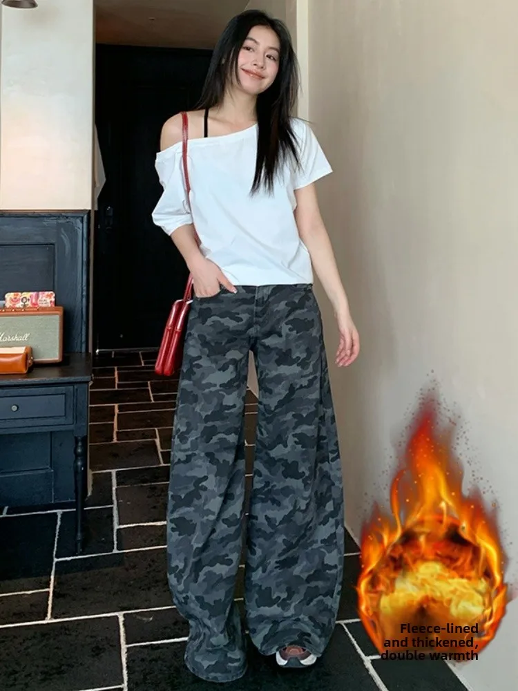 plus Size American Style Fleece Lined Thickened Camouflage Denim Pants Women Autumn Winter High Waist Loose Straight Workwear...
plus Size American Style Fleece Lined Thickened Camouflage Denim Pants Women Autumn Winter High Waist Loose Straight Workwear...
