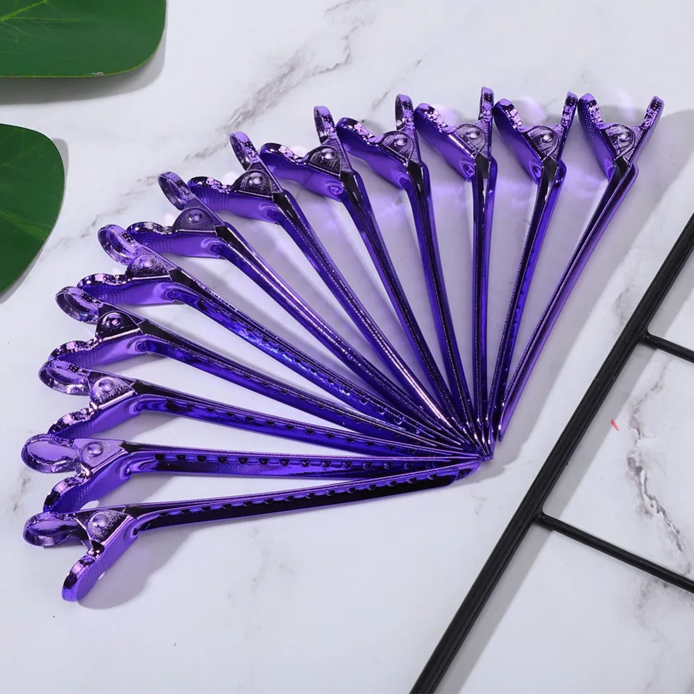 12PCS Stainless Steel Duckbilled Hair Clips Strong Clamping Force Purple Blue Hairdressing Styling Clamps Professional
12PCS Stainless Steel Duckbilled Hair Clips Strong Clamping Force Purple Blue Hairdressing Styling Clamps Professional