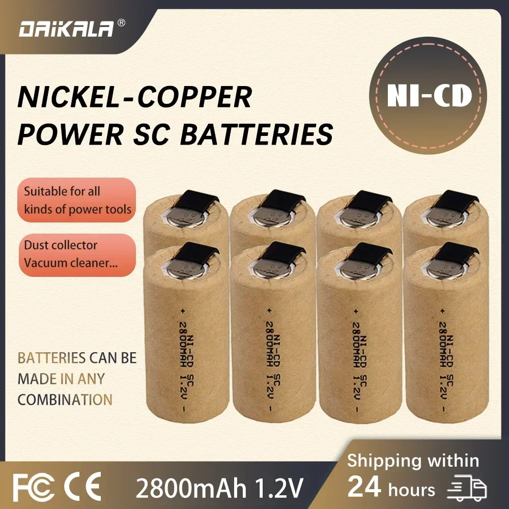 8pcs Ni-CD SC Battery 2200/2800mAh High Power Sub C 10C 1.2V Rechargeable Battery for Power Tools Electric Drill Screwdriver
8pcs Ni-CD SC Battery 2200/2800mAh High Power Sub C 10C 1.2V Rechargeable Battery for Power Tools Electric Drill Screwdriver