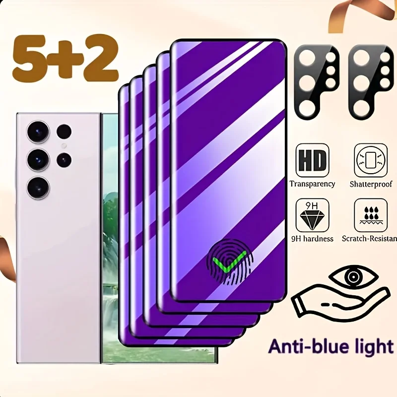 5pcs Blue Light Blocking Screen Protector+2pcs Lens protector for Galaxy S21/S22/S23/S24/S25/S26,Shockproof & Scratch-Resistant
5pcs Blue Light Blocking Screen Protector+2pcs Lens protector for Galaxy S21/S22/S23/S24/S25/S26,Shockproof & Scratch-Resistant