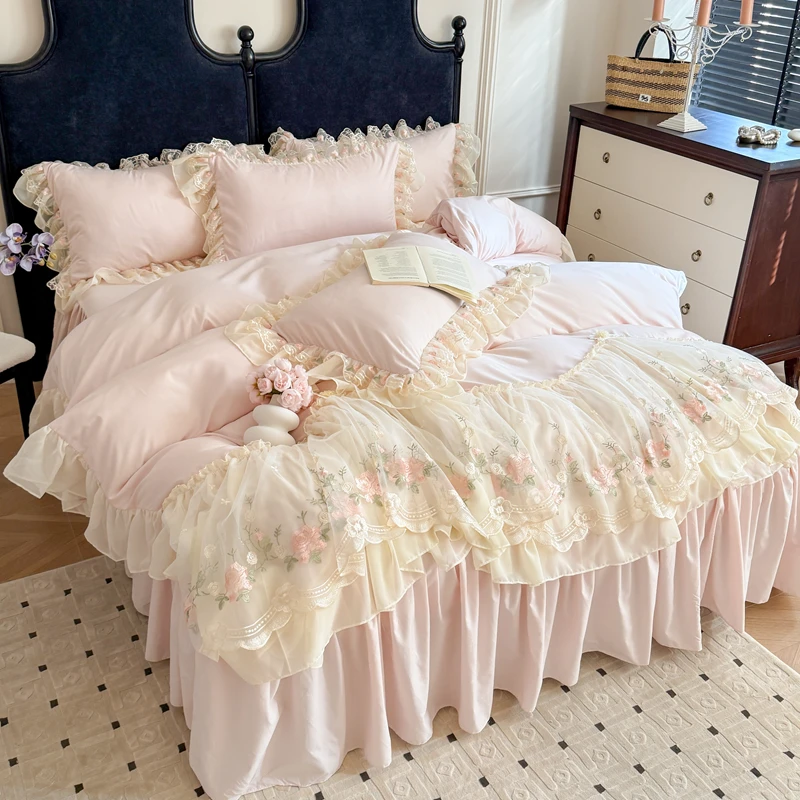 4Pcs Korean Princess Style Cotton 100% Bedding Luxury Duvet Cover 200x230 220x240 Four Seasons 2025 New Heart-Shaped Lace
4Pcs Korean Princess Style Cotton 100% Bedding Luxury Duvet Cover 200x230 220x240 Four Seasons 2025 New Heart-Shaped Lace