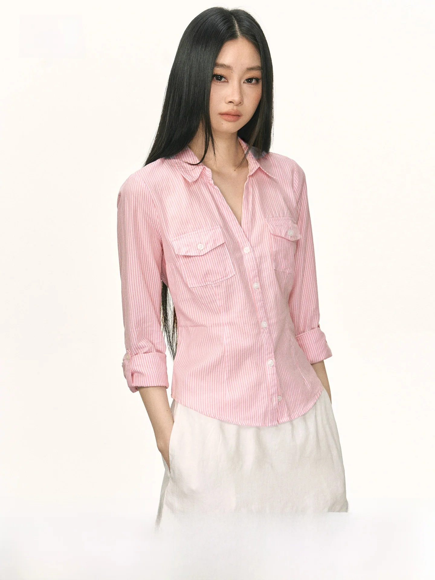 Anna Aneae Women's Slim Fit Long Sleeve Casual Shirt Summer Thin Style Commute Top Pink Stripe Pattern Fashionable Versatile
Anna Aneae Women's Slim Fit Long Sleeve Casual Shirt Summer Thin Style Commute Top Pink Stripe Pattern Fashionable Versatile