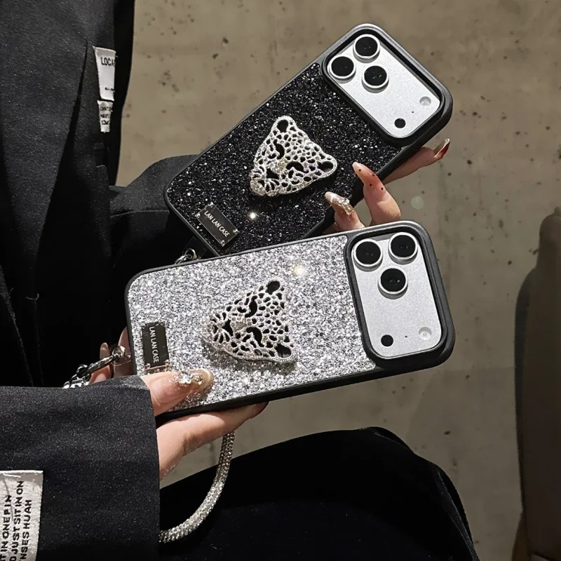 Luxury Glitter 3D Diamond Leopard Silver Phone Case For iPhone 17 Pro 16 15 14 13 Pro Max Back Cover with Hand Rope Cute Cases C
Luxury Glitter 3D Diamond Leopard Silver Phone Case For iPhone 17 Pro 16 15 14 13 Pro Max Back Cover with Hand Rope Cute Cases C