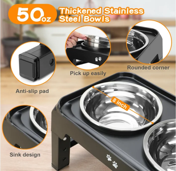 2 миски для еды из нержавеющей стали толщиной 50 унций, 4 регулируемые по высоте миски, складная подставка для домашних животных, миска для корма для собак, черная для кормления
2 миски для еды из нержавеющей стали толщиной 50 унций, 4 регулируемые по высоте миски, складная подставка для домашних животных, миска для корма для собак, черная для кормления