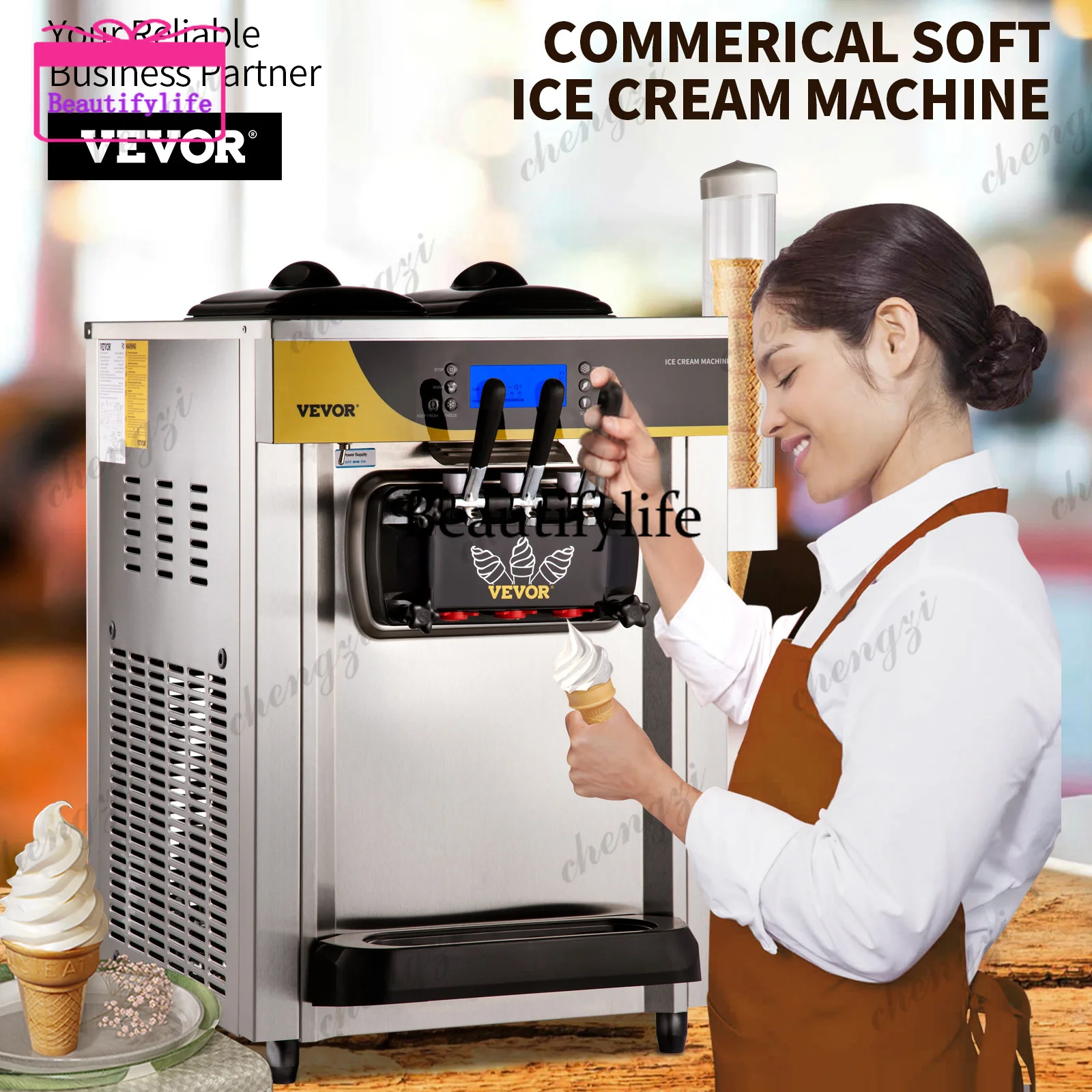 A55 SucceBuy 22-30 L/H Soft Ice Cream Machines Commercial Tricolor Desktop Sweet Cone Freezing Equipment Vending Machine
A55 SucceBuy 22-30 L/H Soft Ice Cream Machines Commercial Tricolor Desktop Sweet Cone Freezing Equipment Vending Machine