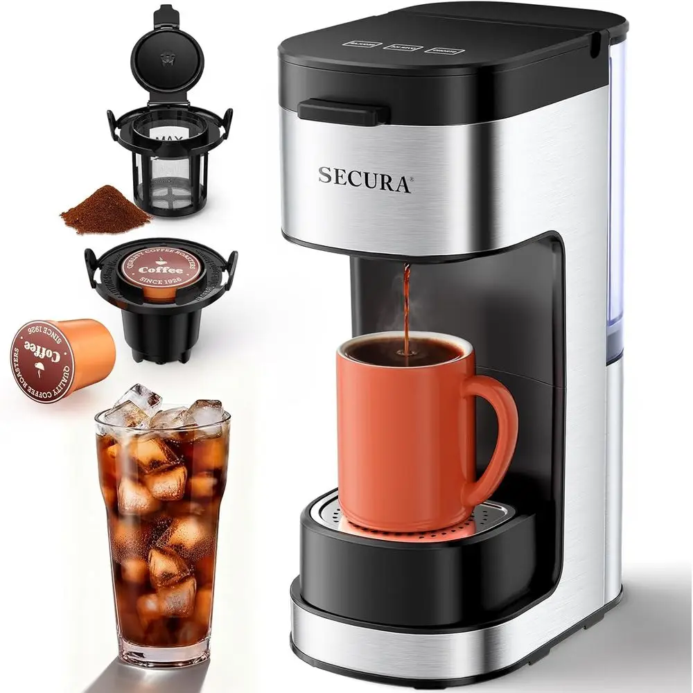 2-in-1 K-Cup and Ground Coffee Maker with 3 Brew Sizes, Removable Reservoir, 6-12 Oz Brews
2-in-1 K-Cup and Ground Coffee Maker with 3 Brew Sizes, Removable Reservoir, 6-12 Oz Brews