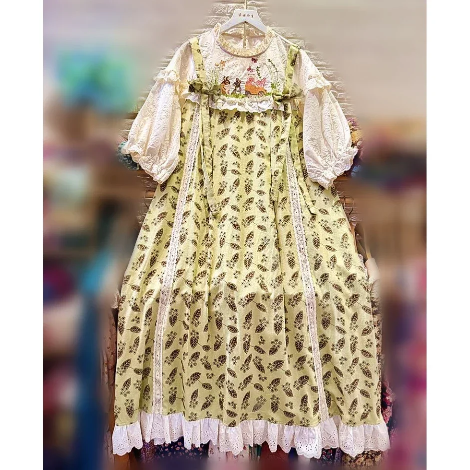 Female Mori Girl Vintage Embroidery Ruffled Lace Tea Length Long Dress Summer Retro Chic Lolita Shabby Chic Kawaii Bow Dress
Female Mori Girl Vintage Embroidery Ruffled Lace Tea Length Long Dress Summer Retro Chic Lolita Shabby Chic Kawaii Bow Dress