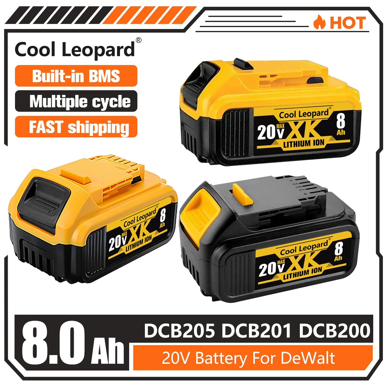 8Ah For Dewalt DCB200 Replacement Battery For Dewalt Electric Tool With 20V 5Ah/6Ah/8Ah Lithium-ion Battery DCB205 DCB201 DCB203
8Ah For Dewalt DCB200 Replacement Battery For Dewalt Electric Tool With 20V 5Ah/6Ah/8Ah Lithium-ion Battery DCB205 DCB201 DCB203