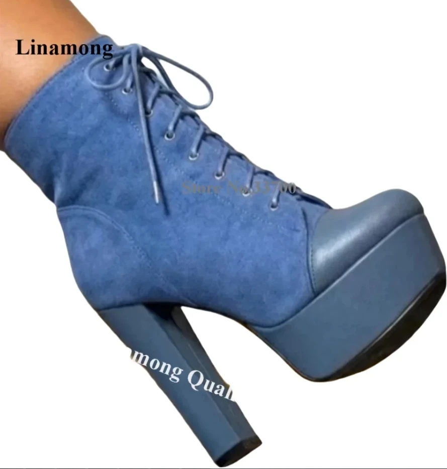 Linamong Suede Patchwork Matte Leather Chunky Heel Short Boots Round Toe Lace-up High Platform Thick Heel Ankle Booties
Linamong Suede Patchwork Matte Leather Chunky Heel Short Boots Round Toe Lace-up High Platform Thick Heel Ankle Booties