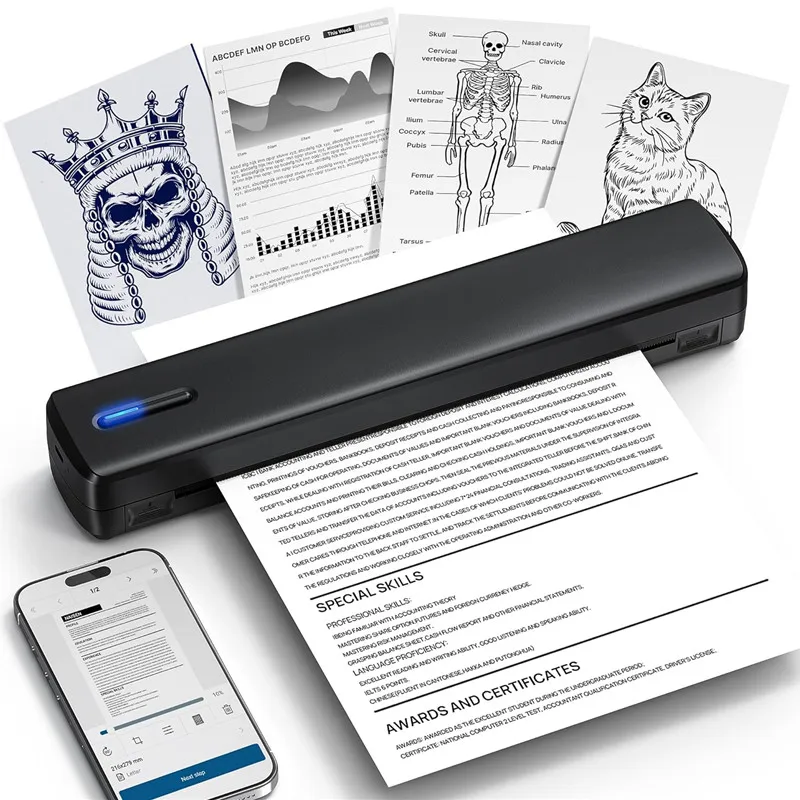 Portable wireless Bluetooth A4 thermal printer Inkless Tattoo Stencil Printer compatible with IOS Android Windows Mac OS
Portable wireless Bluetooth A4 thermal printer Inkless Tattoo Stencil Printer compatible with IOS Android Windows Mac OS