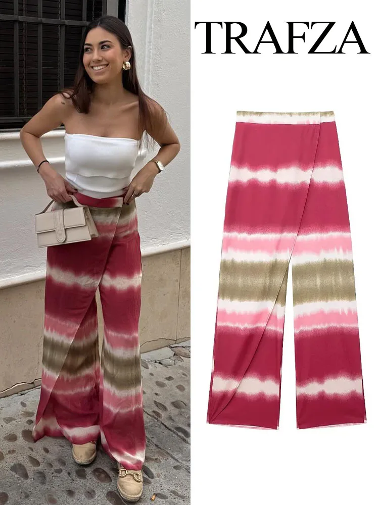 TRAFZA Female Chic Vintage Tie dye Print Loose High Waist Pants Woman Fashion Summer Zipper Casual Street Wide Leg Pants Traf
TRAFZA Female Chic Vintage Tie dye Print Loose High Waist Pants Woman Fashion Summer Zipper Casual Street Wide Leg Pants Traf