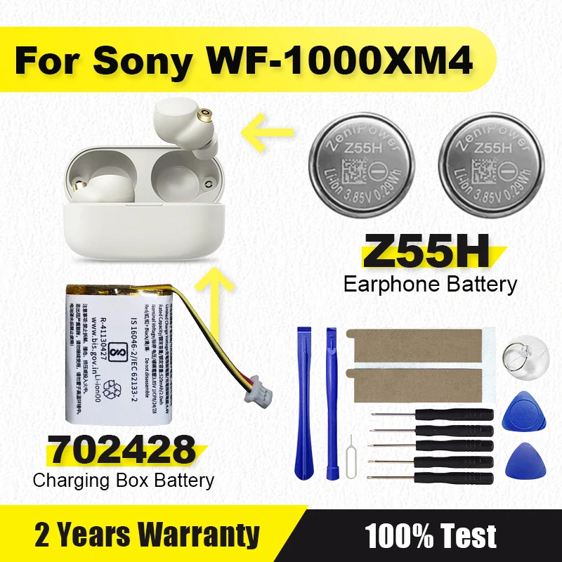 Brand-New Z55H 3.85V 75mAh Replace Battery For SONY WF-1000XM4 1000XM4 XM4 Bluetooth Earbuds Headset Batteria+Free Gift Tools
Brand-New Z55H 3.85V 75mAh Replace Battery For SONY WF-1000XM4 1000XM4 XM4 Bluetooth Earbuds Headset Batteria+Free Gift Tools