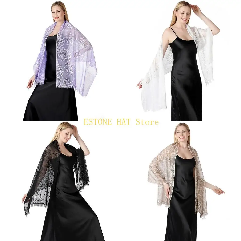 49MF Graceful Bridal Shawl for Special Night Wrap Costume Lace Wrap for Special Gatherings Wedding Party
49MF Graceful Bridal Shawl for Special Night Wrap Costume Lace Wrap for Special Gatherings Wedding Party