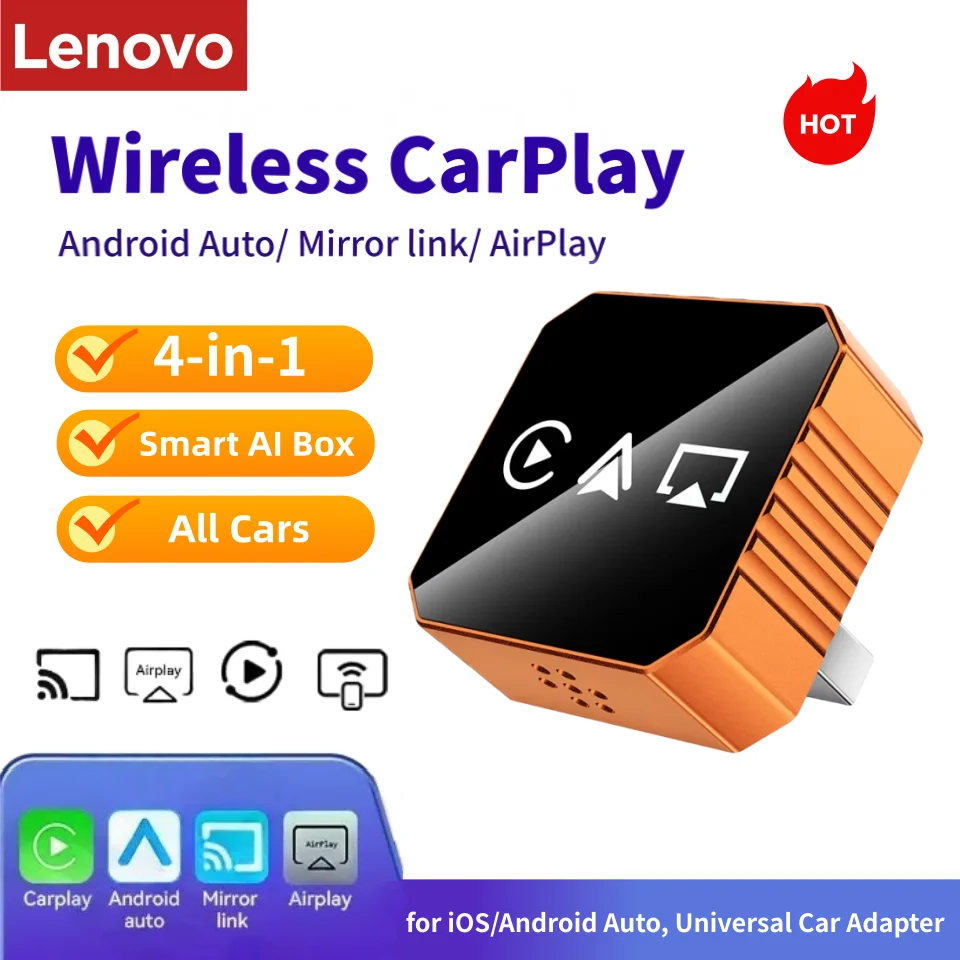 Беспроводной адаптер Lenovo CarPlay/Android Auto с функцией дублирования экрана (iOS CarPlay/Android Auto/зеркалирование/проводное и беспроводное подключение)
Беспроводной адаптер Lenovo CarPlay/Android Auto с функцией дублирования экрана (iOS CarPlay/Android Auto/зеркалирование/проводное и беспроводное подключение)