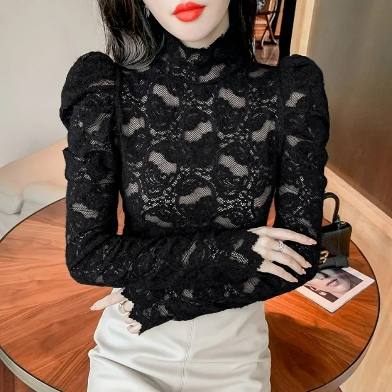 2024 Autumn New Turtleneck Lace Women's Blouse French Style Inner Wear Temperament Long Puff Sleeve Slim Fit Chic Top
2024 Autumn New Turtleneck Lace Women's Blouse French Style Inner Wear Temperament Long Puff Sleeve Slim Fit Chic Top
