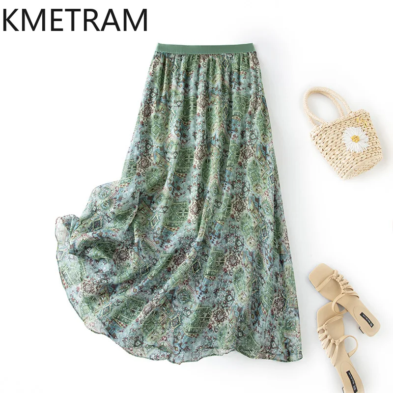 KMETRAM 100% Real Mulberry Silk Women's Skirts Stylish Print Long Skirts Casual Summer Skirt Woman Clothing 2026 roupas feminina
KMETRAM 100% Real Mulberry Silk Women's Skirts Stylish Print Long Skirts Casual Summer Skirt Woman Clothing 2026 roupas feminina