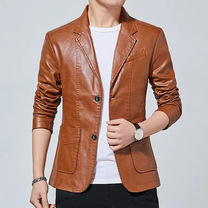 Solid Color Zipper Jackets Men's Leather High Quality Suit Jacket New Arrival Leather Jacket Suit Collar Casual Middle-aged Coat
Solid Color Zipper Jackets Men's Leather High Quality Suit Jacket New Arrival Leather Jacket Suit Collar Casual Middle-aged Coat