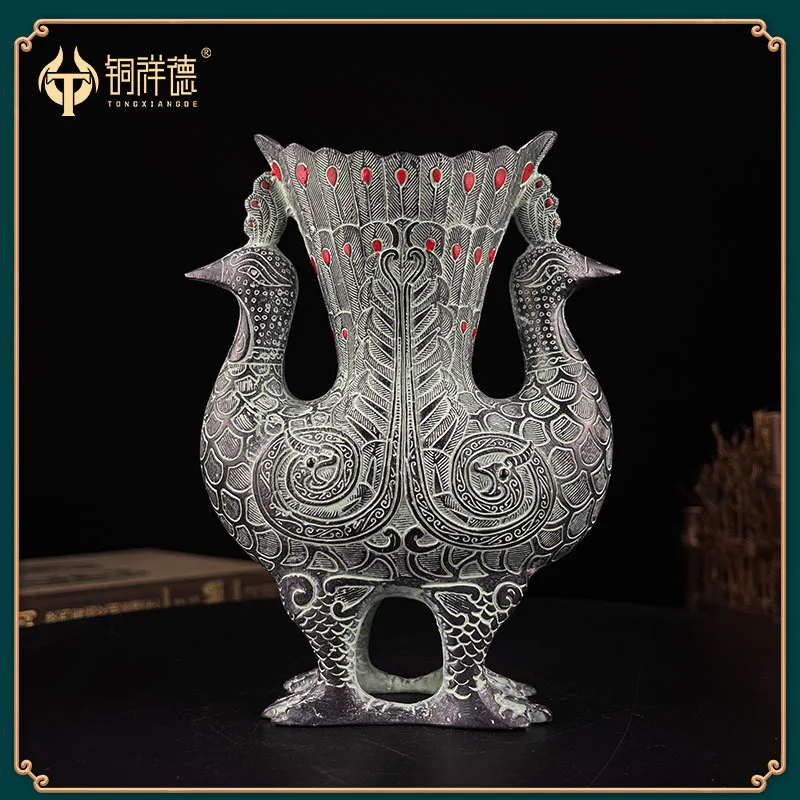 Bronze Ornament Double Phoenix Cup Wine Jar Auspicious Bird Statue Vase Antique Decoration Craft Flower Holder Pen Holde
Bronze Ornament Double Phoenix Cup Wine Jar Auspicious Bird Statue Vase Antique Decoration Craft Flower Holder Pen Holde