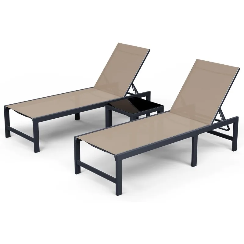 Chaise Lounge Outdoor 3 Pieces Pool Lounge Chair, Adjustable Lounge Poolside Lay Flat Sunbathing Backrest with Table for Patio
Chaise Lounge Outdoor 3 Pieces Pool Lounge Chair, Adjustable Lounge Poolside Lay Flat Sunbathing Backrest with Table for Patio