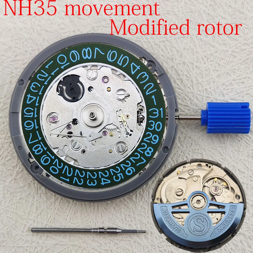 Modified rotor NH35 NH36 24 Jewelry High Accuracy Mechanical Automatic Movement White Day Date 3 o'clock Crown 3.8'clock Crown
Modified rotor NH35 NH36 24 Jewelry High Accuracy Mechanical Automatic Movement White Day Date 3 o'clock Crown 3.8'clock Crown