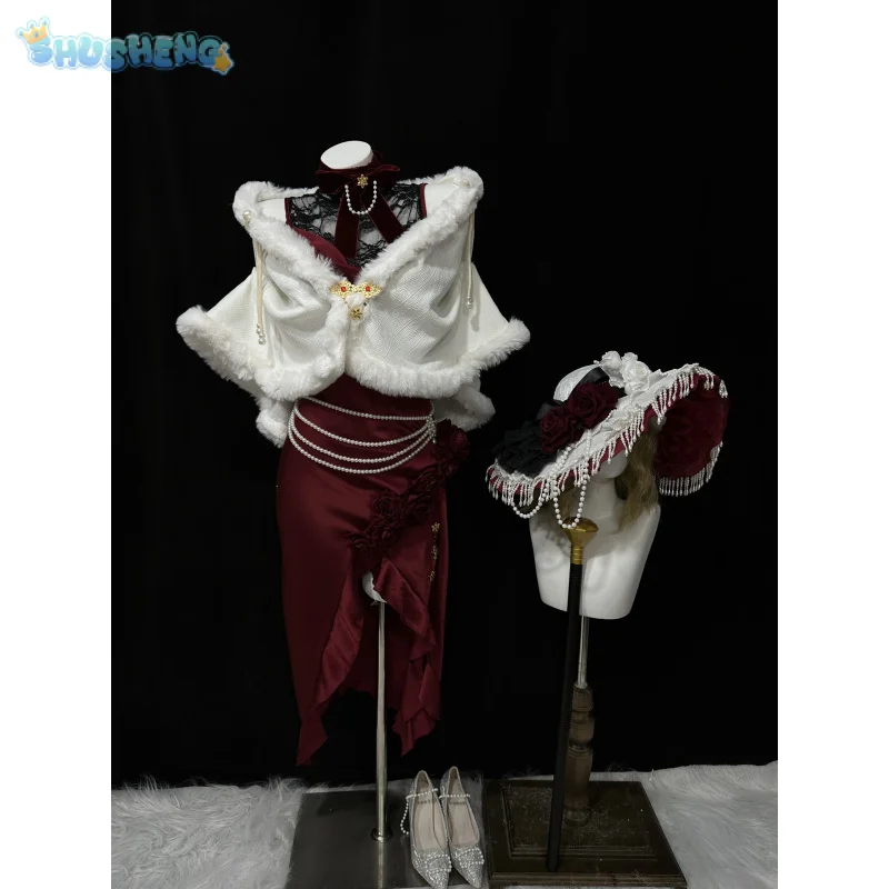 Костюм для косплея Identity V Evelyn Mora, платье на День святого Валентина, плащ, шляпа, ожерелье, реквизит, женская новая элегантная униформа для ролевых игр
Костюм для косплея Identity V Evelyn Mora, платье на День святого Валентина, плащ, шляпа, ожерелье, реквизит, женская новая элегантная униформа для ролевых игр