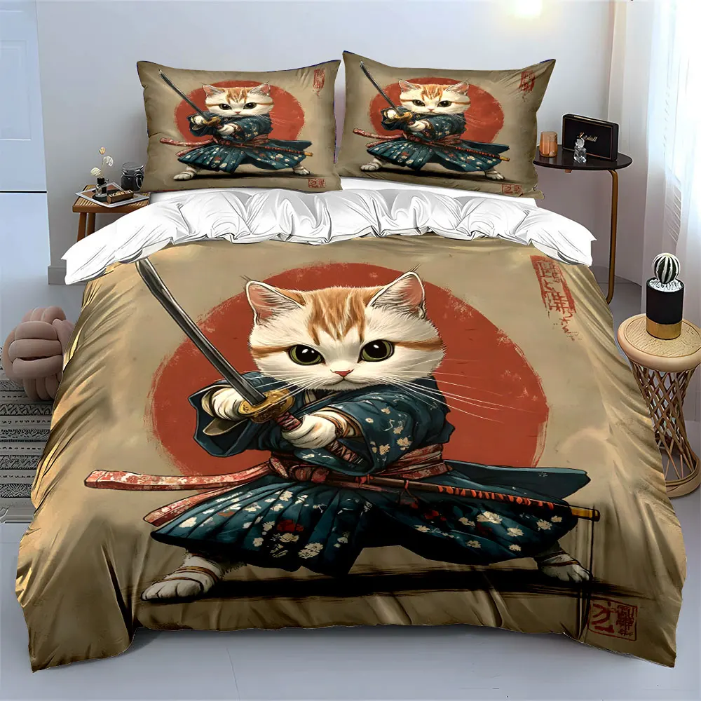 Samurai Cat Art Decor Set Bedding Set with 1 Duvet Cover 2 Pillowcases Single Double King Queen, Gift
Samurai Cat Art Decor Set Bedding Set with 1 Duvet Cover 2 Pillowcases Single Double King Queen, Gift