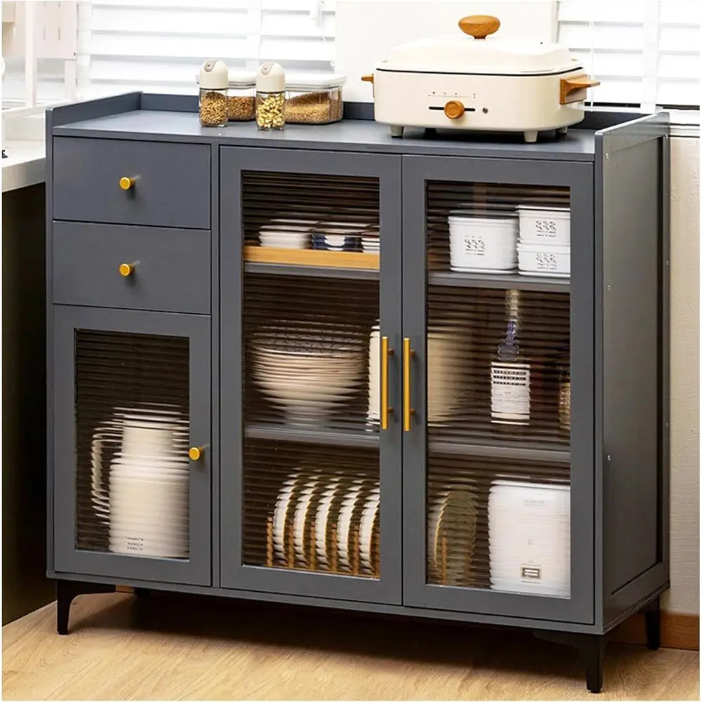 Grey Kitchen Pantry Cabinet with Bar and Wine Storage, 100x90cm
Grey Kitchen Pantry Cabinet with Bar and Wine Storage, 100x90cm