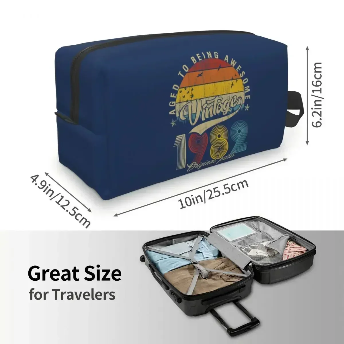 Custom Vintage 1982 Original Parts Travel Cosmetic Bag 38 Years Old Birthday Gift Makeup Toiletry Lady Beauty Storage Dopp Kit
Custom Vintage 1982 Original Parts Travel Cosmetic Bag 38 Years Old Birthday Gift Makeup Toiletry Lady Beauty Storage Dopp Kit