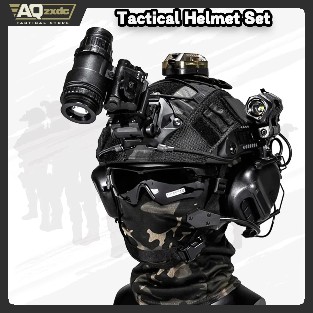 FAST Paintball Helmet Sets, with Tactical Headset and Telescope Model, Visor & Goggles, Flashlight, Signal Flashing Light, Mount
FAST Paintball Helmet Sets, with Tactical Headset and Telescope Model, Visor & Goggles, Flashlight, Signal Flashing Light, Mount