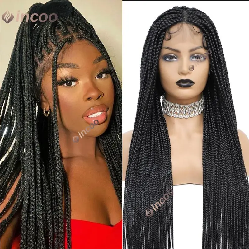 Synthetic Full Lace Braided Cornrow Box Wigs for Black Women 36 Inches Knotless Small Box Braids Wig Lace Frontal Wig African
Synthetic Full Lace Braided Cornrow Box Wigs for Black Women 36 Inches Knotless Small Box Braids Wig Lace Frontal Wig African