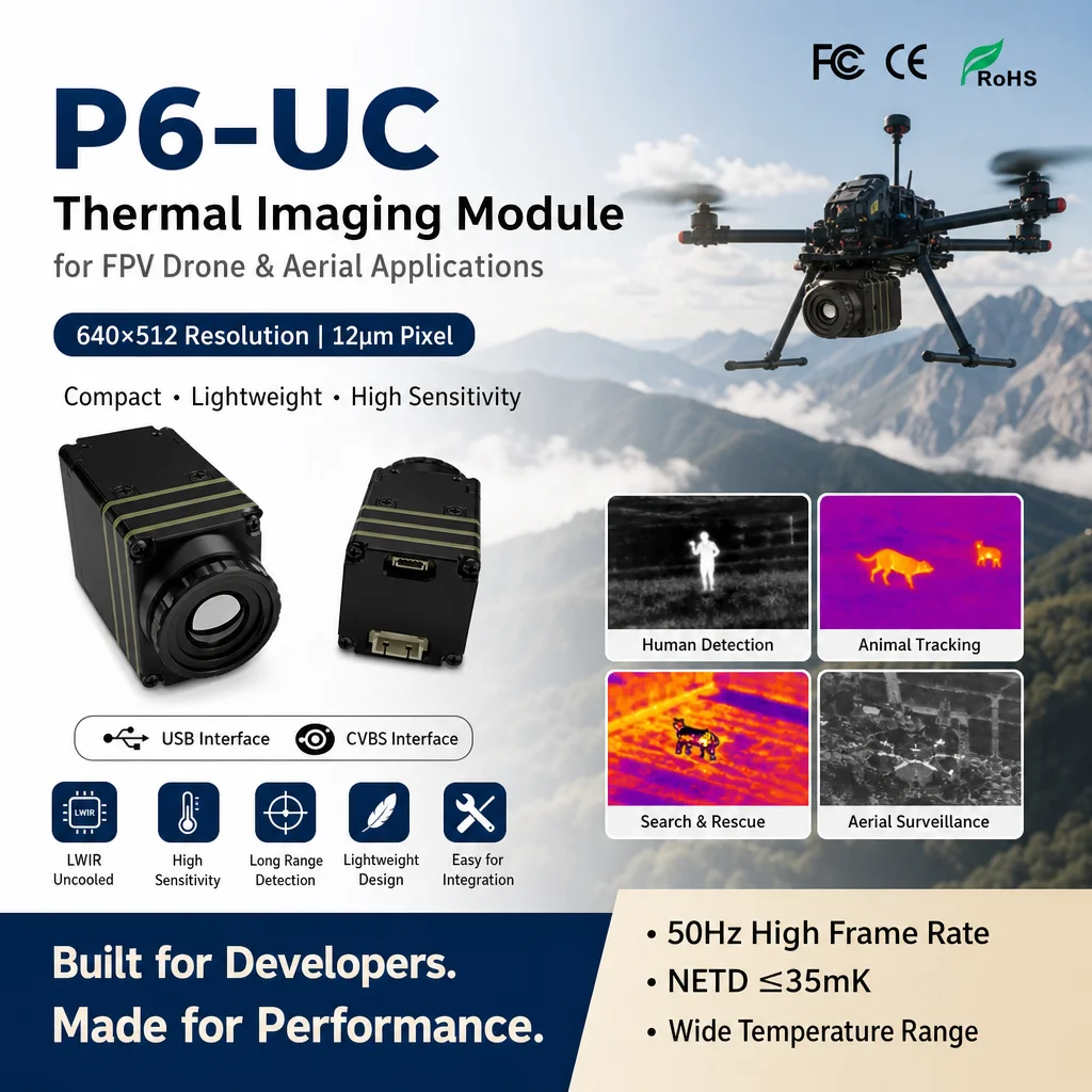 640x512 Thermal Imaging Core LWIR Module CVBS USB Dual Interface for Drone Secondary Development