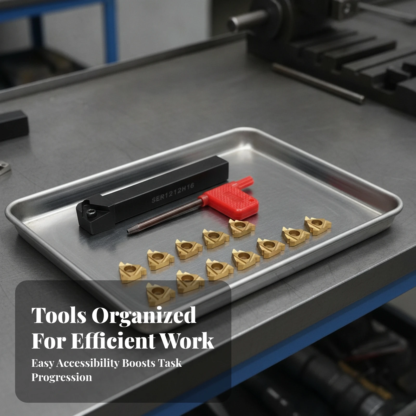 Lathe Threading Kit SER1212H16 Tool Holder Metal Shaft Wrench Gold Triangular Carbide Insert Set Screw-Mounted
Lathe Threading Kit SER1212H16 Tool Holder Metal Shaft Wrench Gold Triangular Carbide Insert Set Screw-Mounted