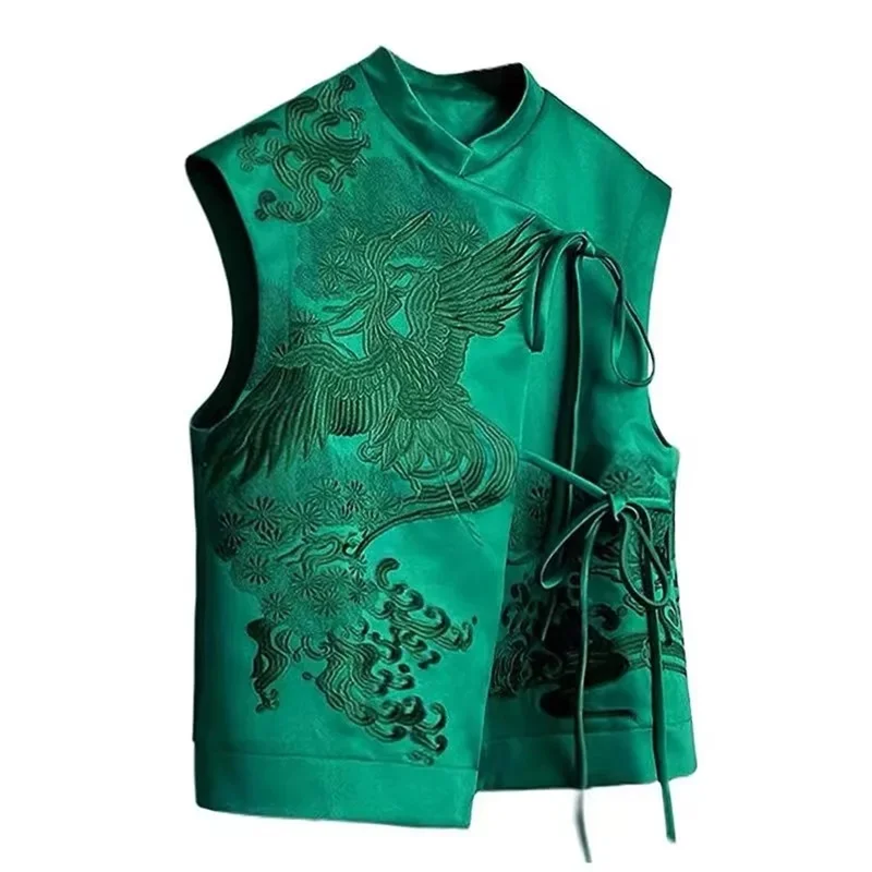 Retro Heavy Industry White Stork Embroidery Green Lace Chinese Vest Jacket Female 2023 New Spring and Summer Chinese Style Vest
Retro Heavy Industry White Stork Embroidery Green Lace Chinese Vest Jacket Female 2023 New Spring and Summer Chinese Style Vest