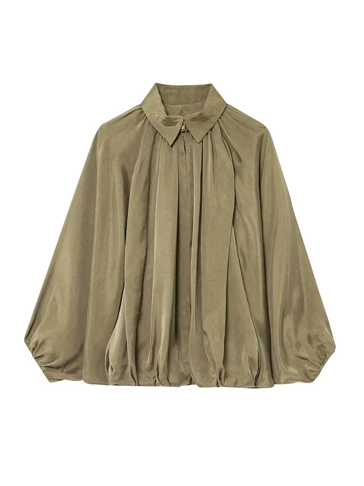 TRAFZA Spring Women's Casual Lapel Bat Sleeve Pleated Decoration Loose Jacket Top 2025 Woman Chic Zipper Design Solid Coat Mujer
TRAFZA Spring Women's Casual Lapel Bat Sleeve Pleated Decoration Loose Jacket Top 2025 Woman Chic Zipper Design Solid Coat Mujer