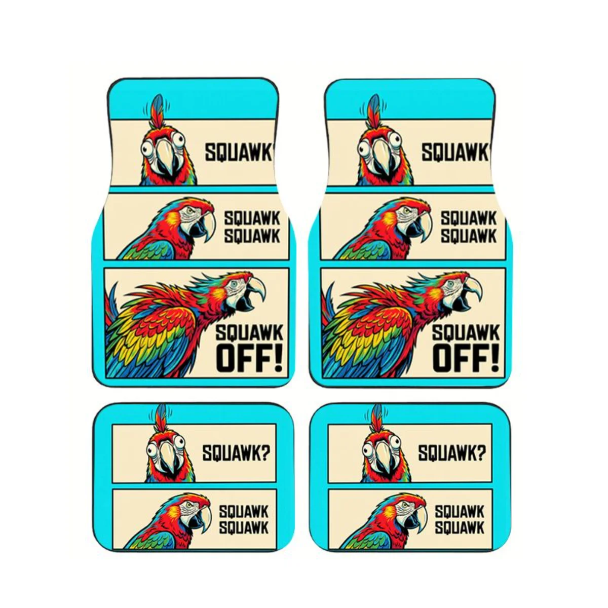 4Pcs Squawk Squawk Off Parrot Comic Strip Car Floor Mats Universal Wear Auto Floor Mats Interior Accessories For Car SUV Truck
4Pcs Squawk Squawk Off Parrot Comic Strip Car Floor Mats Universal Wear Auto Floor Mats Interior Accessories For Car SUV Truck
