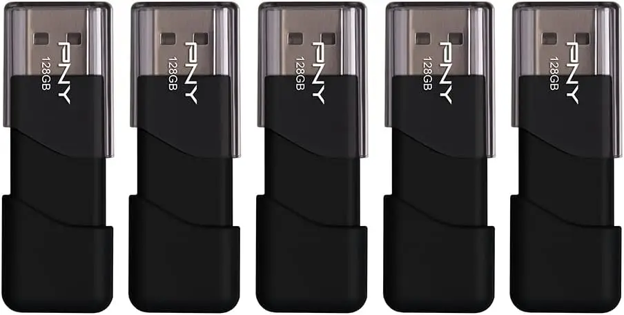 128GB USB 2.0 Flash Drive, Attaché 3, Pack of 5, Black - Sliding Collar Design, Key Loop, Compatible with PC & Mac
128GB USB 2.0 Flash Drive, Attaché 3, Pack of 5, Black - Sliding Collar Design, Key Loop, Compatible with PC & Mac