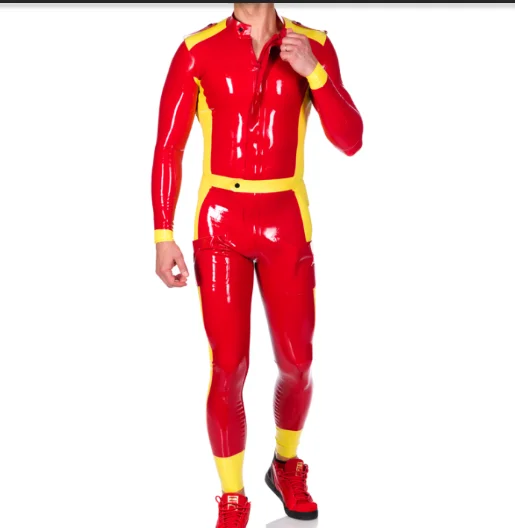 100% latex rubber red yellow 0.4mm tight jumpsuit handmade cosplay full body fashion
100% latex rubber red yellow 0.4mm tight jumpsuit handmade cosplay full body fashion
