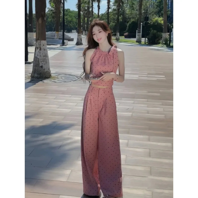 Women's Polka Dot Halter Top And Wide Leg Pants 2 Piece Set Summer
Women's Polka Dot Halter Top And Wide Leg Pants 2 Piece Set Summer