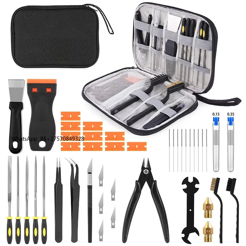 41pcs 3D Printer Tools Kit Nozzle Cleaning Tools Scrapers Files Brushes Wire Cutter Engraving Knife for FDM/SLA Printers
41pcs 3D Printer Tools Kit Nozzle Cleaning Tools Scrapers Files Brushes Wire Cutter Engraving Knife for FDM/SLA Printers