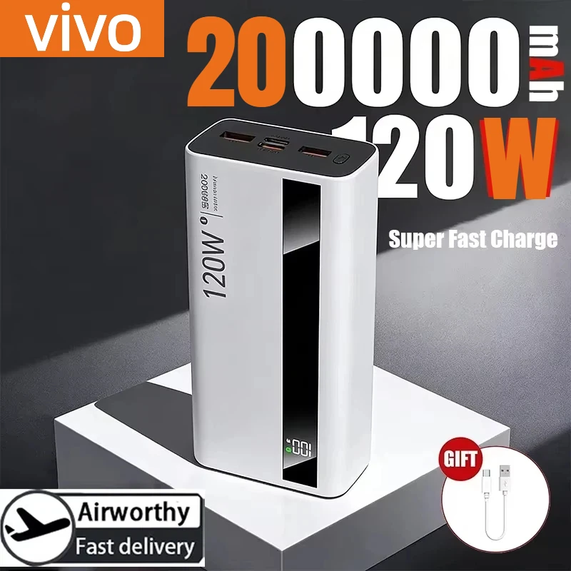 VIVO 500000 мАч 120 Вт сверхбыстрая зарядка цифровой дисплей большой емкости внешний аккумулятор портативный аккумулятор для Samsung
VIVO 500000 мАч 120 Вт сверхбыстрая зарядка цифровой дисплей большой емкости внешний аккумулятор портативный аккумулятор для Samsung