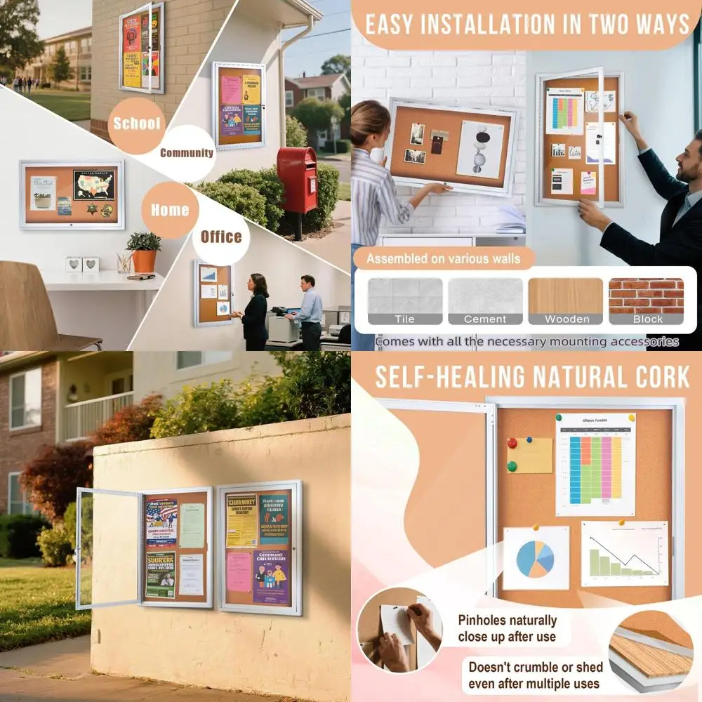 Всепогодная наружная пробковая доска 36x24 с запирающейся дверью, серебряная алюминиевая рама для различных настроек
Всепогодная наружная пробковая доска 36x24 с запирающейся дверью, серебряная алюминиевая рама для различных настроек