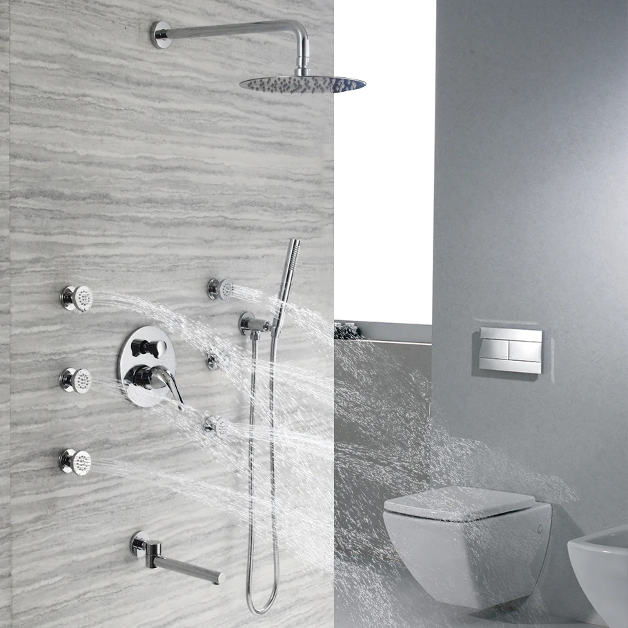 Qlonn Bathroom Showers System Set 8Inch/10Inch/12Inch Rainfall Head 4 Functions Hot/Cold Mixer Valve Body Jets Handheld Shower
Qlonn Bathroom Showers System Set 8Inch/10Inch/12Inch Rainfall Head 4 Functions Hot/Cold Mixer Valve Body Jets Handheld Shower