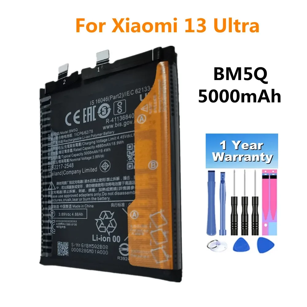 BM5Q Replacement Battery For Xiaomi Mi 13 Ultra 13Ultra Phone Batteries + Free Tools
BM5Q Replacement Battery For Xiaomi Mi 13 Ultra 13Ultra Phone Batteries + Free Tools