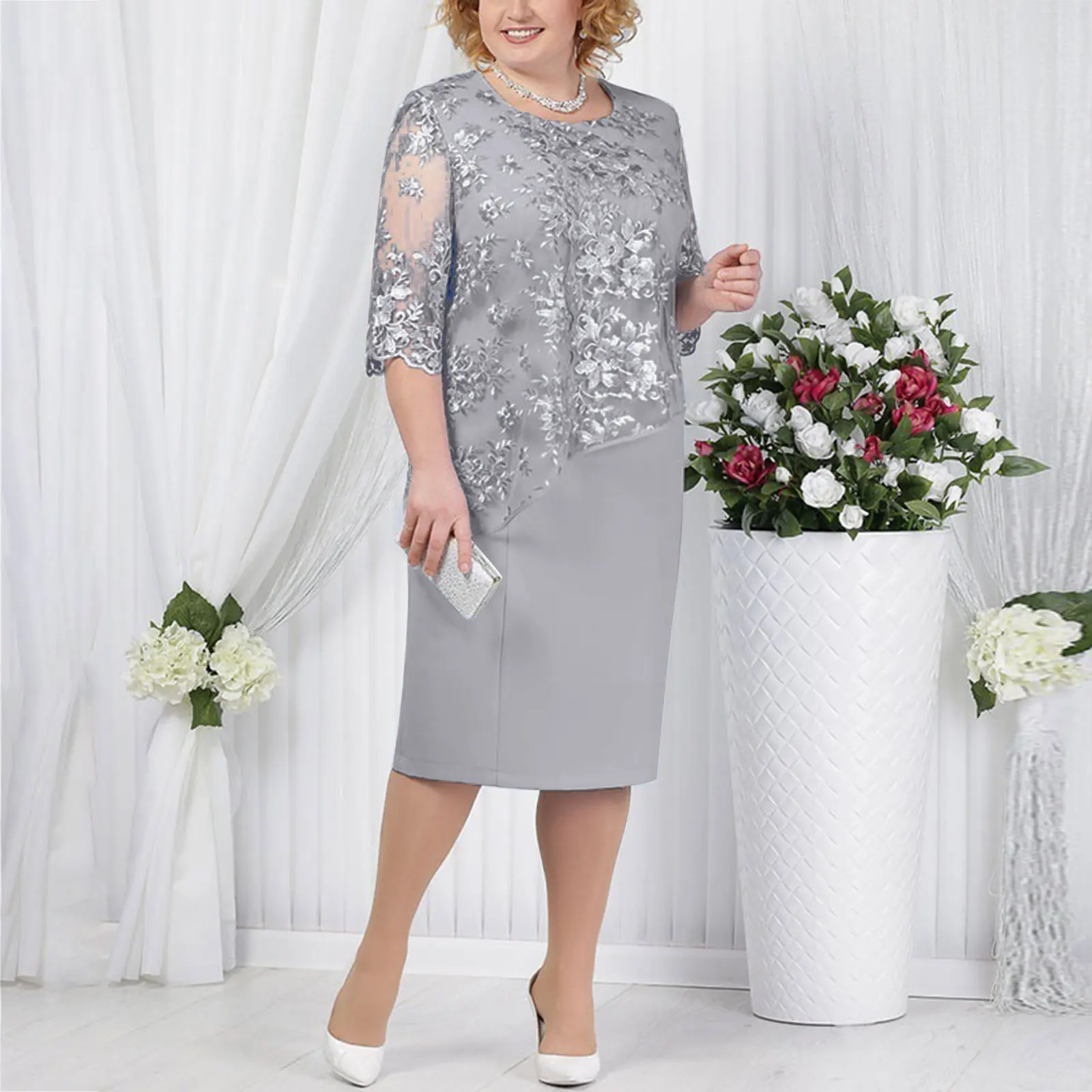 Summer Female Casual Beach Dresses Lace Short Sleeve Midi Dresses Plus Size Summer Dresses Women Cocktail Evening Party Dress
Summer Female Casual Beach Dresses Lace Short Sleeve Midi Dresses Plus Size Summer Dresses Women Cocktail Evening Party Dress