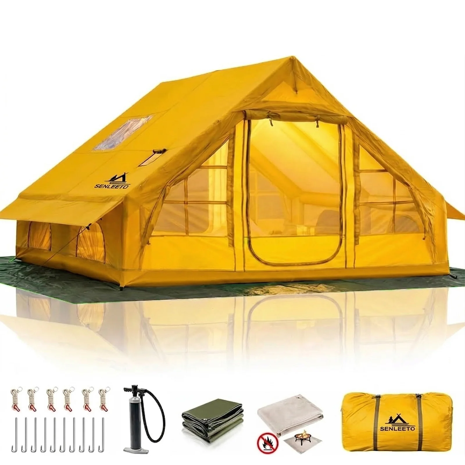 129 Square Feet Large Inflatable Camping Tent 6-8 Person with Tarp,4 Season Waterproof Inflatable Tent House with AC Vent
129 Square Feet Large Inflatable Camping Tent 6-8 Person with Tarp,4 Season Waterproof Inflatable Tent House with AC Vent