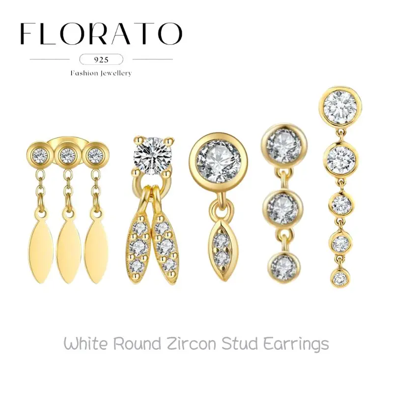 FLORATO 925 Sterling Silver Ear Needles White Round Zircon Studs Crystal Zircon Earrings For Women Fashion High-End Jewelry Gift
FLORATO 925 Sterling Silver Ear Needles White Round Zircon Studs Crystal Zircon Earrings For Women Fashion High-End Jewelry Gift